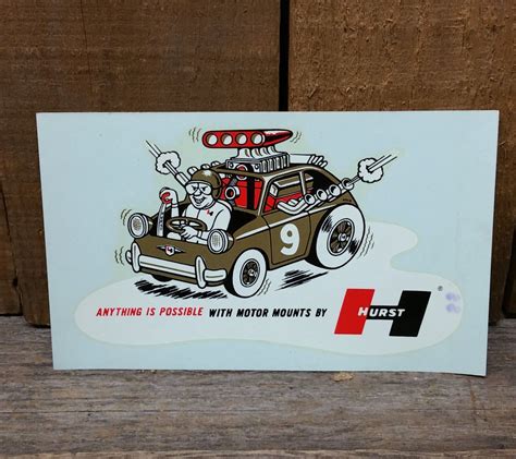Vintage Hurst Motor Mount Decal Rat Hot Rod Gasser Drag Racing Altered