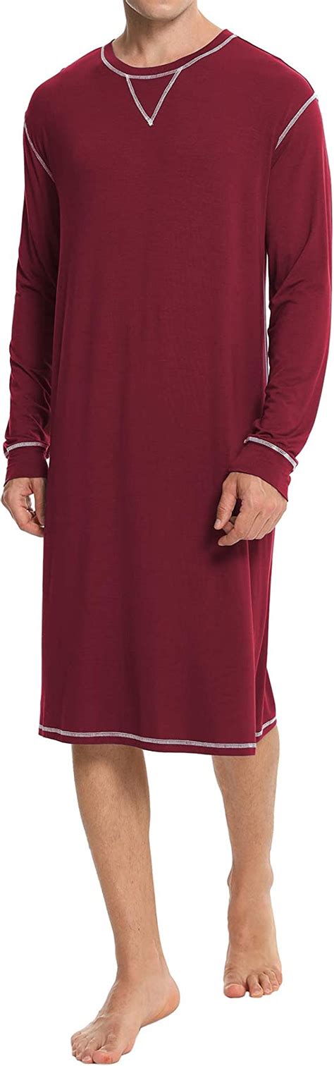 Swomog Mens Nightshirt Long Sleeve Crewneck Modal Nightgown Loose Comfy Sleep Shirt At Amazon