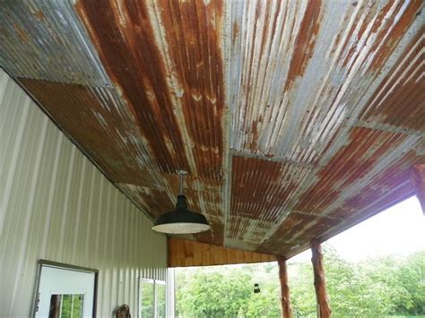 Rusty Tin Ceiling On Porch Farmhouse Front Porches Country Porch