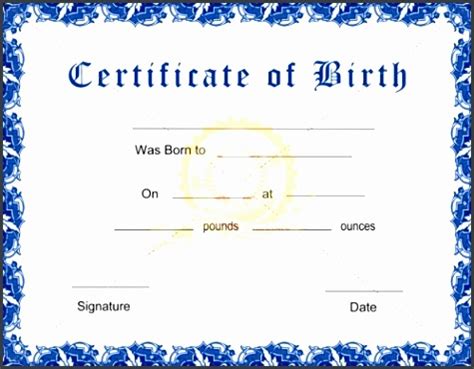 It can also be impressed into the paper. 4+ Birth Certificate Template Just for Fun ...
