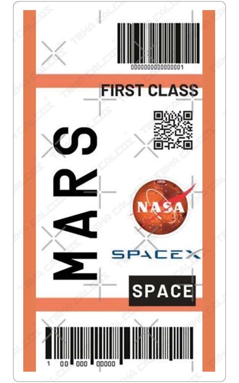 Boarding Pass Mars Tema Calcos
