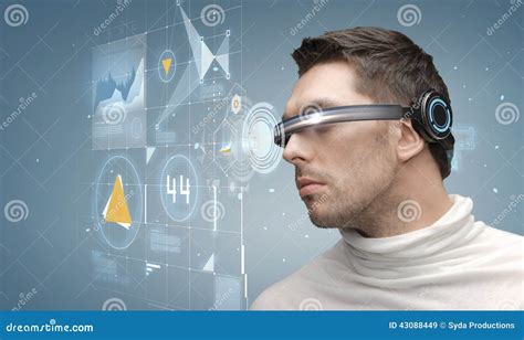Man In Futuristic Glasses Stock Image Image Of Modern 43088449