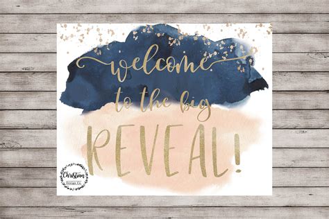 Navy And Blush Gender Reveal Sign Reveal Welcome Sign Etsy Gender Reveal Themes Baby Gender