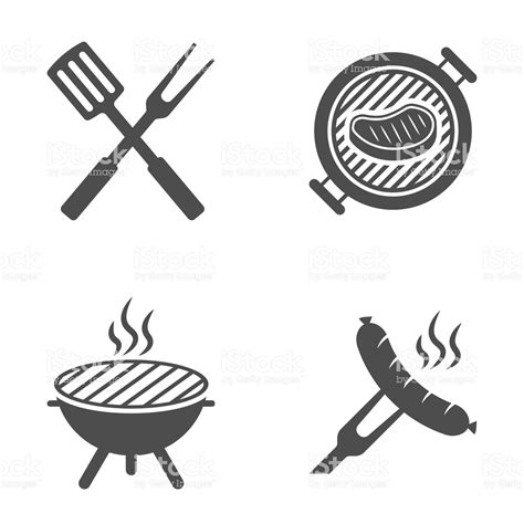 Bbq Or Grill Tools Icon Barbecue Fork With Spatula Sausage On A
