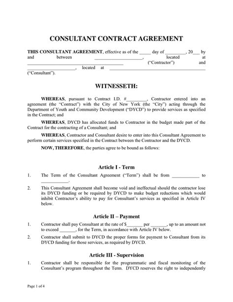 Consultant Agreement Download Free Documents For Pdf Word And Excel