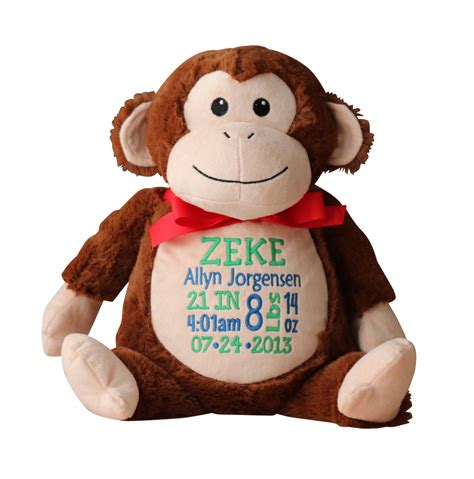 Personalized Stuffed Animal Monkey Stuffed Animal Embroidered Animal