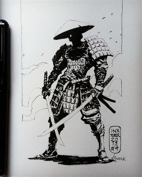 Artstation Samurai Ink Sketch Koveck Antonio Garcia Black Ink