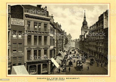 Victorian London Cheapside From Peel Monument Stock Illustration