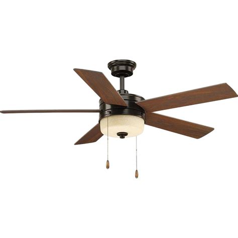 Vintage fan on wood ceiling. Progress Lighting Verada 54 in. LED Indoor Antique Bronze ...