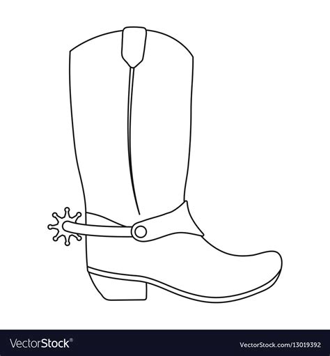 Cowboy Boots Icon In Outline Style Isolated Vector Image