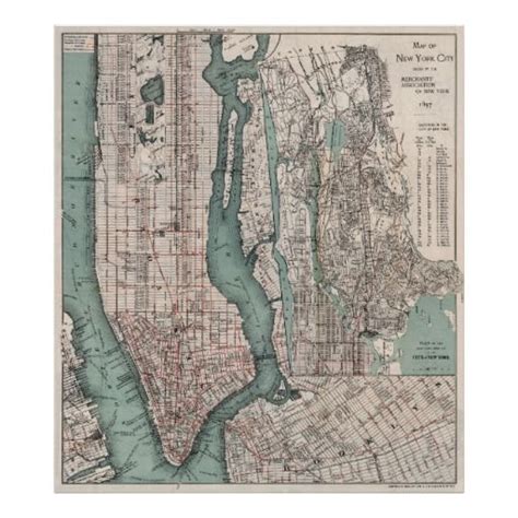 Vintage Map Of New York City 1897 Poster Zazzle Map Of New York