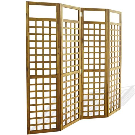 Vidaxl Solid Acacia Wood 4 Panel Room Divider Trellis Privacy Screen Garden Buy Room Dividers