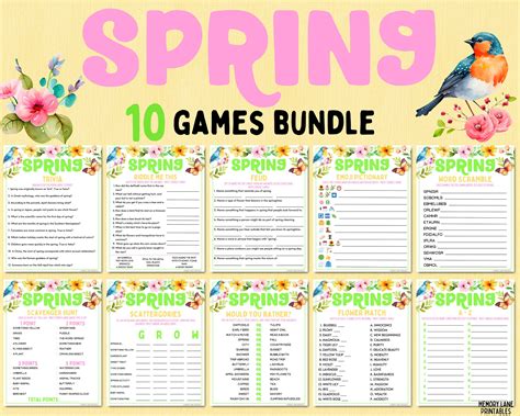 Spring Games Bundle Spring Party Games Fun Printable Etsy