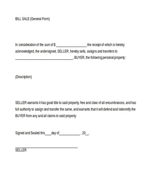 Free 11 Bill Of Sale Forms And Samples In Pdf Ms Word