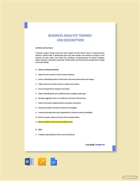 Business Analyst Documents Templates