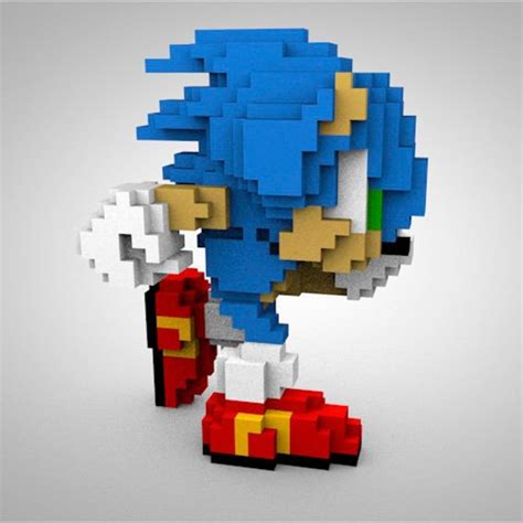 Sonic Sega Pixelart Voxel 8bits Artoy Etsy