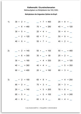 Check spelling or type a new query. Multiplikation Das Vielfache Von 10 Und 100 Arbeitsblatt : Arbeitsblätter zur Multiplikation ...