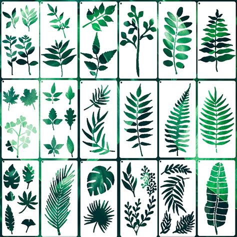 Buy 18 Pieces Leaves Stencils Tropical Leaf Painting Stencil Template