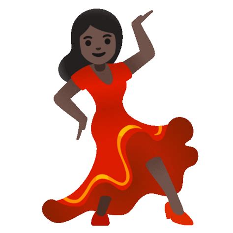 Woman Dancing Dark Skin Tone Emoji On Noto Color Emoji Animated