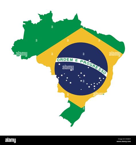 Brazil Map On Brazil Flag Vector Stock Vector Image And Art Alamy