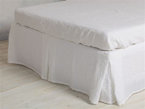 Linen Bed Skirt Washed Linen Bed Skirt White Linen Bed Skirt With