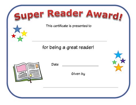 Super Reader Award Certificate Template Book Download Printable Pdf
