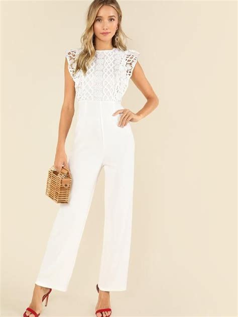 lace bodice tailored jumpsuit shein sheinside jumpsuit outfits jumpsuit romper jumpsuit