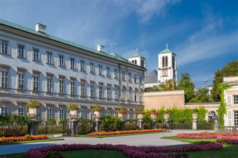 Mirabell Palace With Sculpture And Garden In Salzburg Editorial Stock