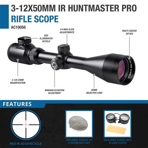 3 12x50mm Ir Huntmaster Pro Rifle Scope Barska