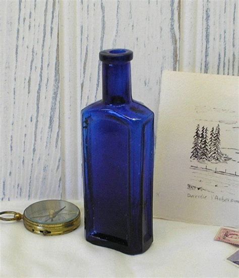 Antique Cobalt Blue Bottle Bevelled On Three Sides Medicine Etsy Blue Bottle Blue Glass