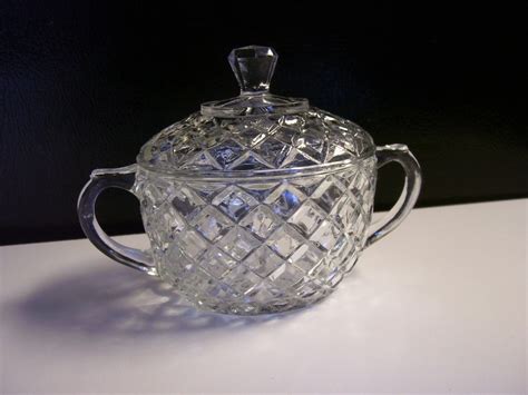 Clear Glass Sugar Bowl With Lid Anchor Hocking Waterford