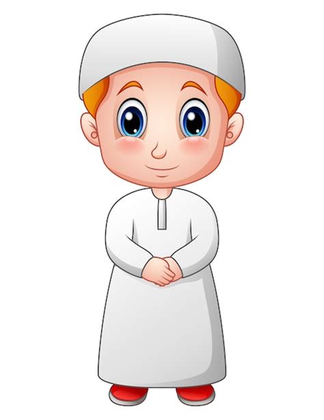 Premium Vector Happy Muslim Boy Cartoon Isolated On White Background