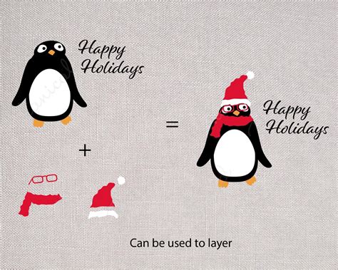 Happy Holidays Penguin Svg Happy Holidays Svg Santa Etsy