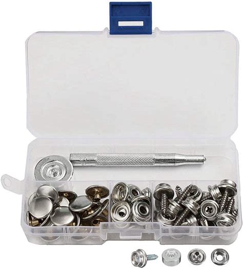62pcs Fabric Canvas Snap Fasteners Screw Stud Stainless Steel Screw