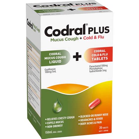 Codral Plus Mucus Cough Liquid 150ml And Cold And Flu Tablets 20 Pack Woolworths