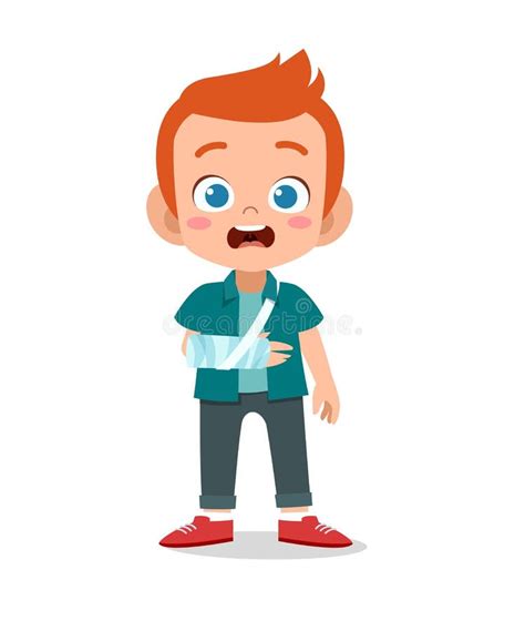 Kid Boy With Fracture Arm Vector Stock Illustration Illustration Of