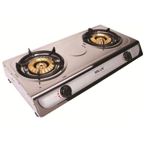 Milux Stainless Steel Double Burner Gas Stove MS3399