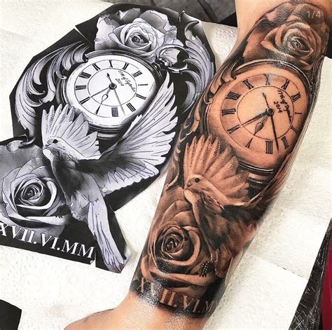 Arm Clock Half Sleeve Arm Clock Tattoo Designs For Men Best Tattoo Ideas