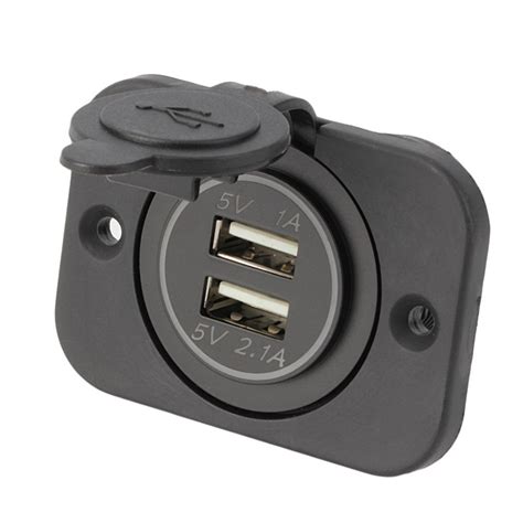 Waterproof Dual Usb Charger Socket 1a And 21a With Fix Panel For Car