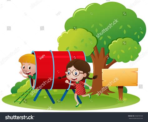 Two Kids Playing Playground Illustration Stock Vector Royalty Free