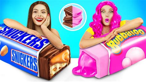 Bubble Gum Vs Chocolate Food Challenge Blowing Giant Bubble Gum Battle By Ratata Challenge