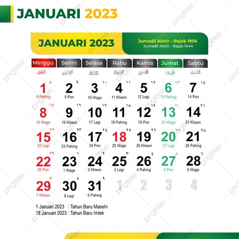 Kalender 2023 Januari Lengkap Dengan Tanggal Merah Cuti Bersama Jawa