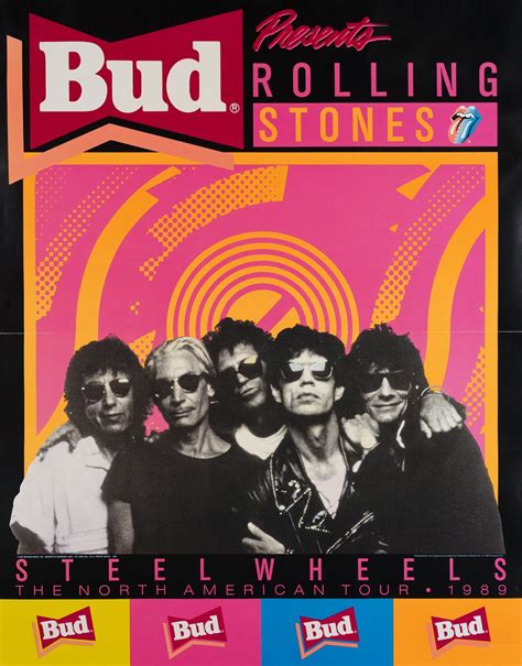 Vintage Poster Bud Presents Rolling Stones Steel Wheels The North