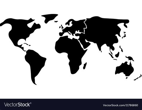 Black Simplified World Map Divided To Continents Vector Image Riset