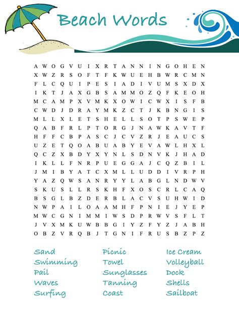 Summer Word Search Puzzles Games Words List For Road Trips And