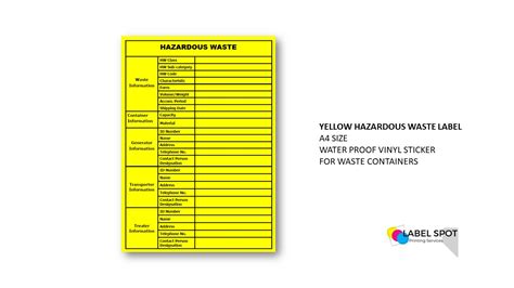 Pcs Yellow Sticker Label For Hazardous Wastes A Size Water