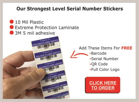 Serial Number Stickers Strongest Strong Asset Tags