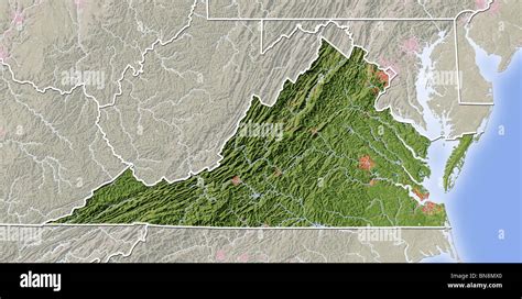 Virginia Shaded Relief Map Stock Photo Alamy