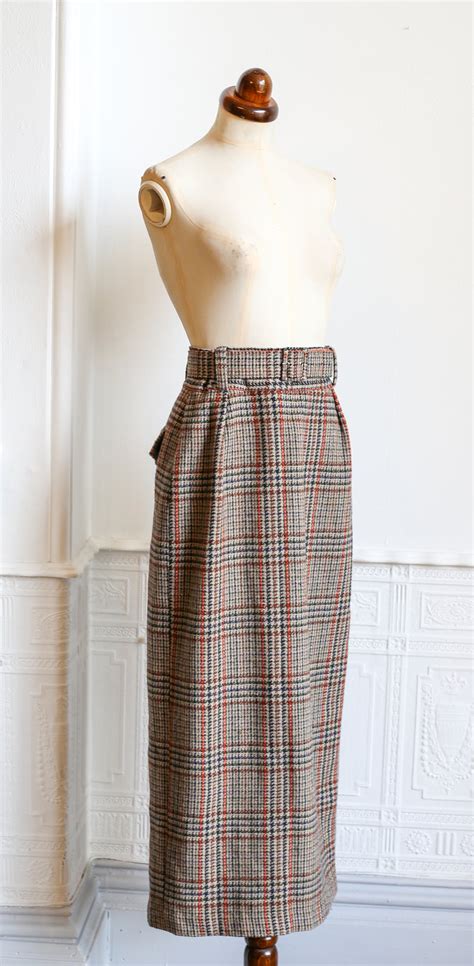 Vintage 1940s Style Tweed Long Midi Pencil Skirt Alexandraking