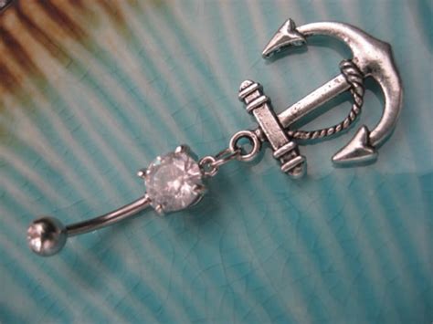 Anchor Belly Button Jewelry Nautical Charm Navel Ring Etsy